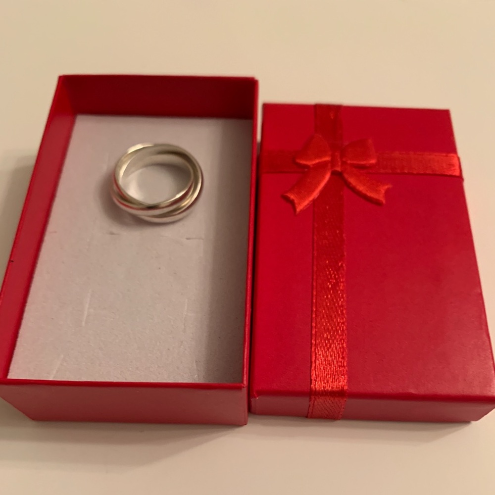 Sterling Silver Triple Row Rolling Interlocking Ring - Size 10"